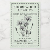 Summer Honey 2x3" Aster und Bienenstockfutter Lebensmitteletikett (Einzelnes Label)