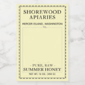 Summer Honey 2x3" Aster und Bienenstockschieber Lebensmitteletikett (Einzelnes Label)