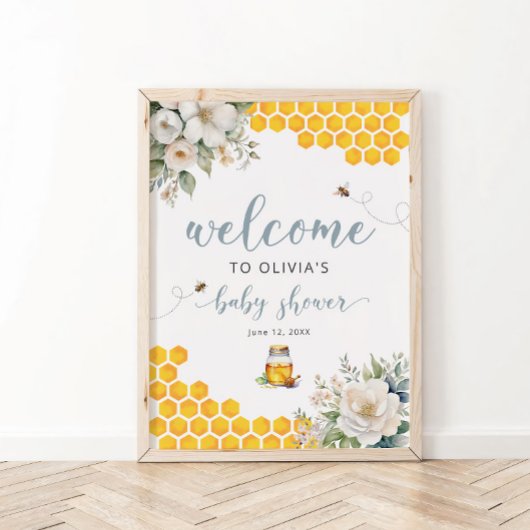 Summer Honey Bee Baby Dusche Willkommen Poster
