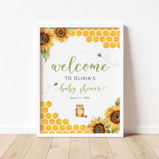 Summer Honey Bee Baby Dusche Willkommenspender Poster
