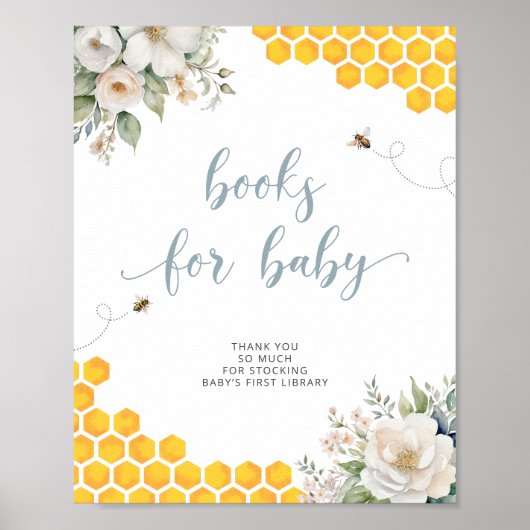 Summer Honey Bee Baby Shower Books for Baby Poster (Vorne)