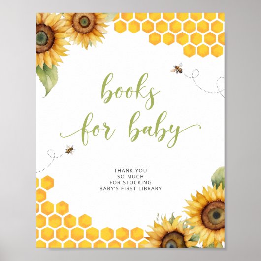 Summer Honey Bee Baby Shower Books for Baby Poster (Vorne)