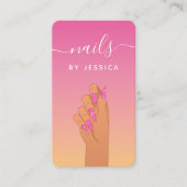 Summer Hot Pink Glam Nail Artist QR Code Feminine Visitenkarte (Vorderseite)