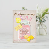 Summer Housewarming Mason Jar Lemonade Party Einladung (Stehend Vorderseite)