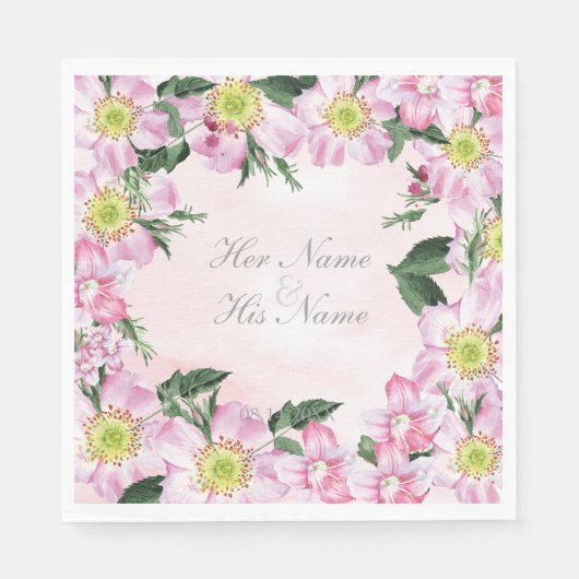 Summer Hund Rose Blume Hochzeit Serviette (Vorderseite)