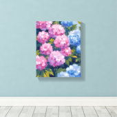 Summer Hydrangeas | Blume an der rosa und blauen K Leinwanddruck (Insitu (Holzboden))
