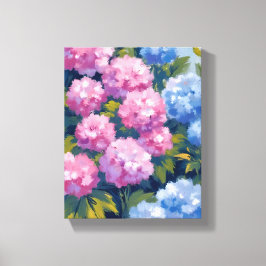 Summer Hydrangeas | Blume an der rosa und blauen K Leinwanddruck