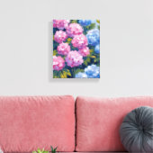 Summer Hydrangeas | Blume an der rosa und blauen K Leinwanddruck (Insitu (Wohnzimmer))