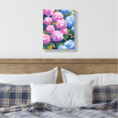 Summer Hydrangeas | Blume an der rosa und blauen K Leinwanddruck (Insitu (Schlafzimmer))