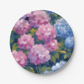 Summer Hydrangeas | Blume an der rosa und blauen K Pappteller (Vorderseite)