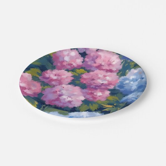 Summer Hydrangeas | Blume an der rosa und blauen K Pappteller (Schrägansicht)