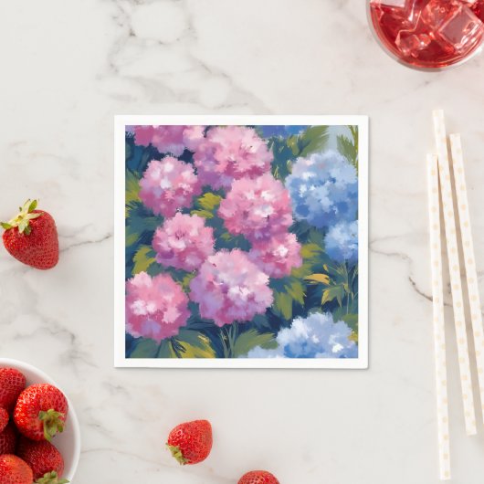 Summer Hydrangeas | Blume an der rosa und blauen K Serviette (Beispiel)