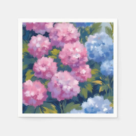 Summer Hydrangeas | Blume an der rosa und blauen K Serviette