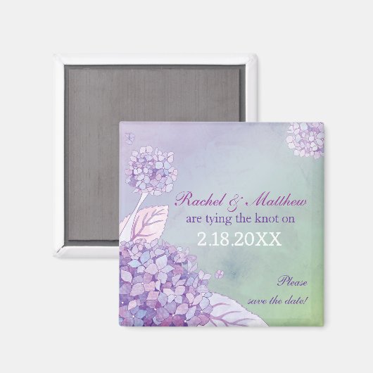 Summer Hydrangeas Hochzeit retten das Datum Magnet (Vorderseite/Rückseite)