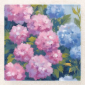 Summer Hydrangeas | Pink & Blue Coastal Flowers Glasuntersetzer (Vorderseite)