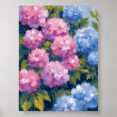 Summer Hydrangeas | Pink & Blue Coastal Flowers Poster (Vorne)