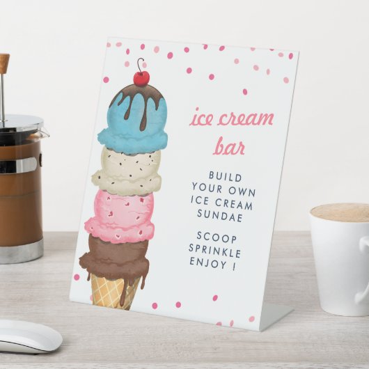 Summer Ice Cream Bar Modernes Brautparty Sockelschild (In SItu)