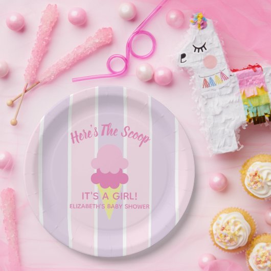 Summer Ice Cream Girl Baby Dusche Pappteller