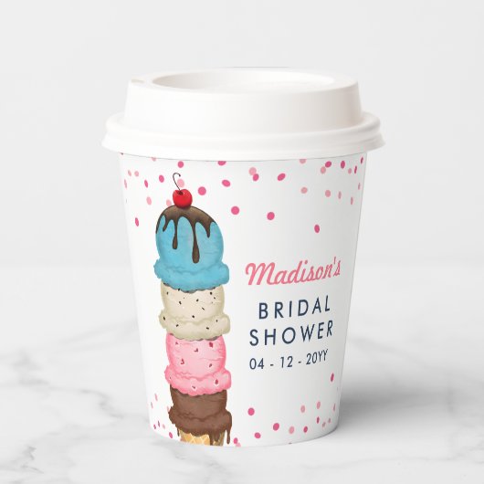 Summer Ice Cream Modernes Brautparty Vielen Dank Pappbecher (Rückseite)