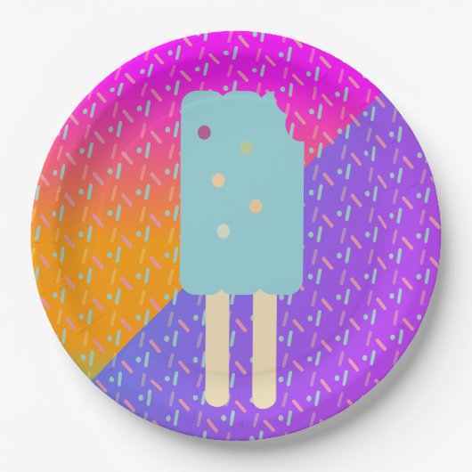 Summer Ice Cream Neon Sprinkles Party Muster Pappteller (Vorderseite)