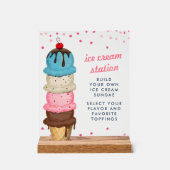 Summer Ice Cream Station Modernes Brautparty Acrylschild (Vorderseite)
