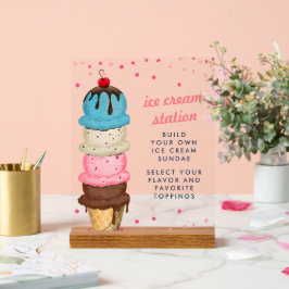Summer Ice Cream Station Modernes Brautparty Acrylschild