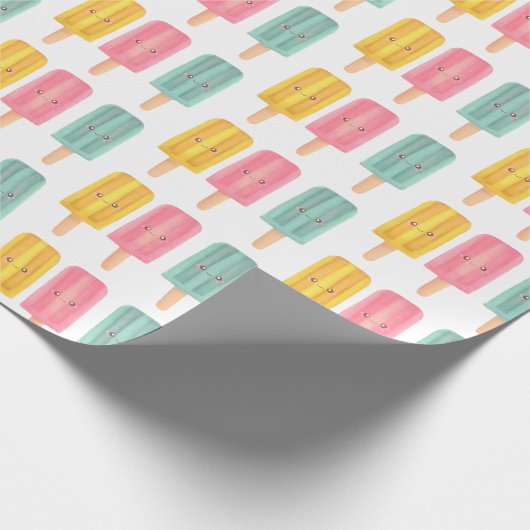 Summer Ice Cream Sticks Geschenkpapier (Ecke)