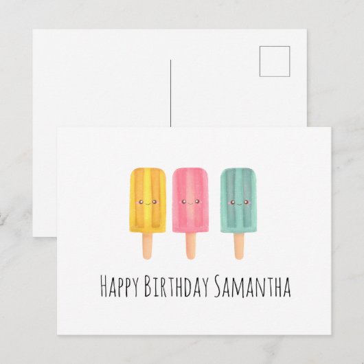 Summer Ice Cream Sticks Postkarte (Vorne/Hinten)