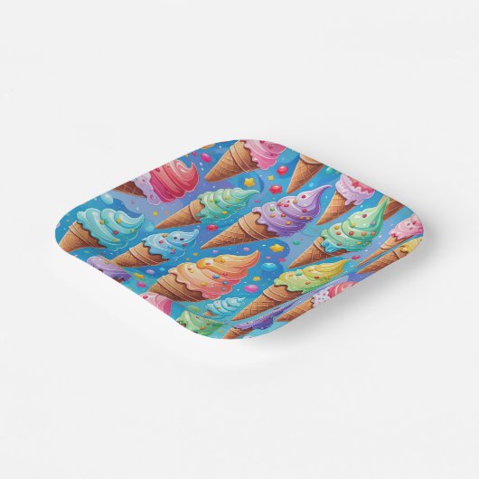 Summer Ice Creme Cone Collection Pappteller (Gewinkelt)