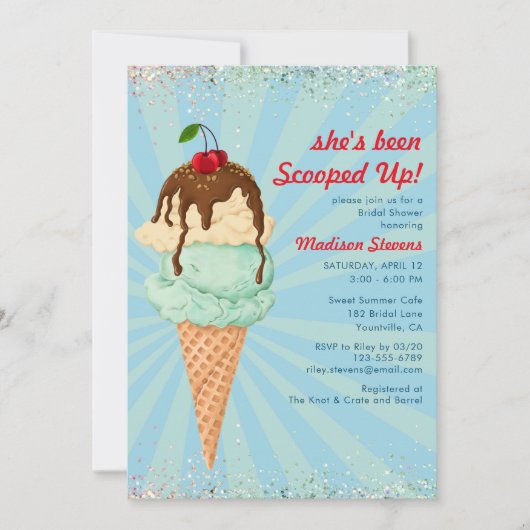 Summer Ice Creme Modernes Brautparty Wasserfarbe I Einladung (Vorderseite)