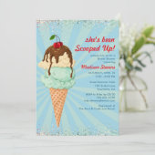 Summer Ice Creme Modernes Brautparty Wasserfarbe I Einladung (Stehend Vorderseite)