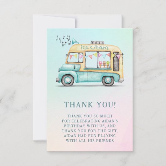 Summer Ice Creme Truck Geburtstagsparty Danke (Vorderseite)