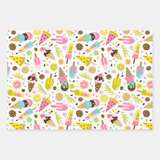 Summer Ice Creme Wrapping Paper Set 3 Geschenkpapier Set (Vorderseite 2)