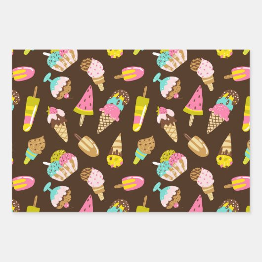 Summer Ice Creme Wrapping Paper Set 3 Geschenkpapier Set (Vorderseite)