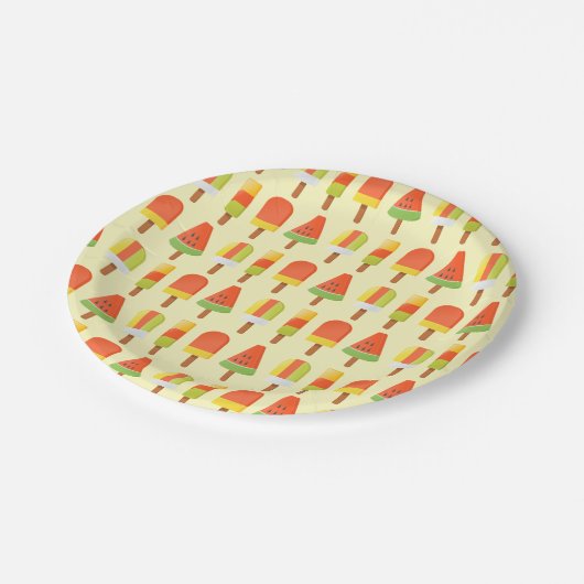 Summer Ice Lollies Popsicles-Muster Pappteller (Schrägansicht)