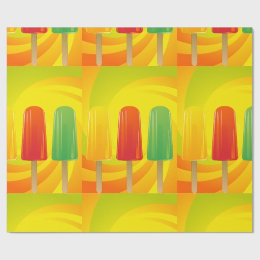 Summer Ice Pops Trio Bright Popsicles Geschenkpapier (Flach)