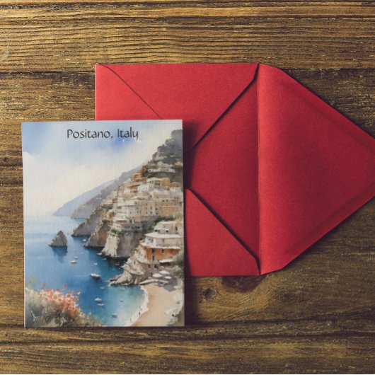 Summer in Positano Italy Watercolor Illustration Postkarte
