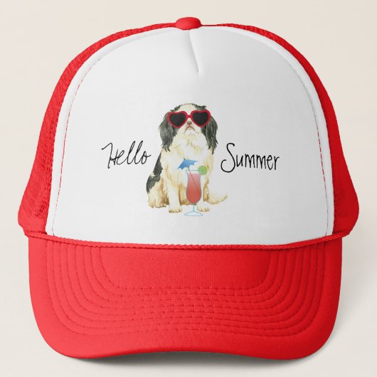 Summer Japanese Chin Trucker Hat Truckerkappe (Vorderseite)