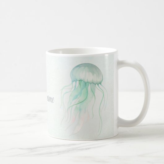 Summer Jellyfish Watercolor Ocean Design Kaffeetasse (Rechts)