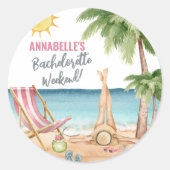 Summer Junggeselinnen-Abschied Niedlich Beach Runder Aufkleber (Vorderseite)