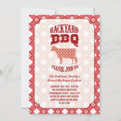 Summer Kariert Backyard Barbecue GRILLEN Party Einladung (Vorderseite)