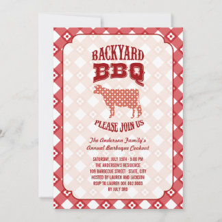Summer Kariert Backyard Barbecue GRILLEN Party Einladung