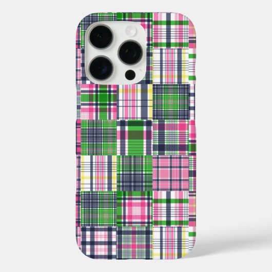 Summer Kariert Pink Madras Patchwork Case-Mate iPhone Hülle (Rückseite)