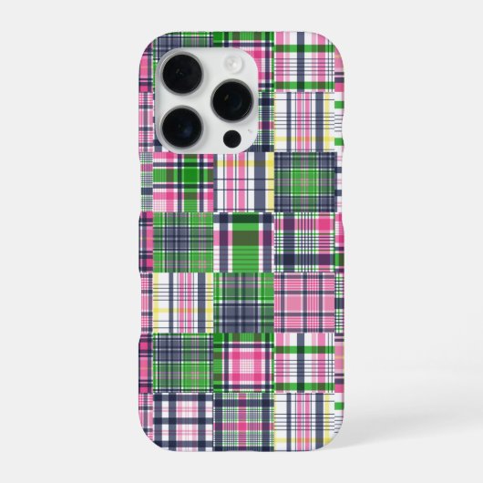 Summer Kariert Pink Madras Patchwork iPhone Hülle (Rückseite)