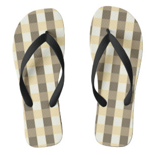 Summer Karo Muster Brown Tan Sandals Flip Flops Badesandalen