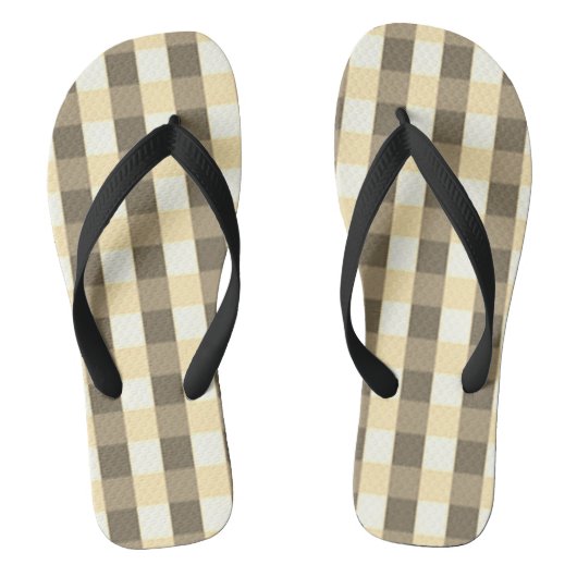 Summer Karo Muster Brown Tan Sandals Flip Flops Badesandalen (Fußbett)