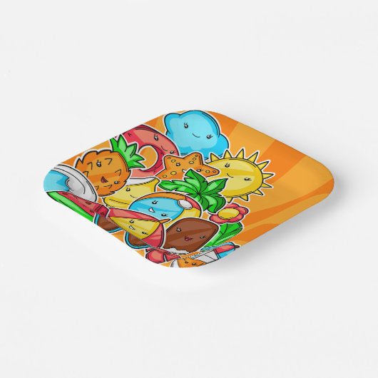 Summer Kawaii Pappteller (Gewinkelt)