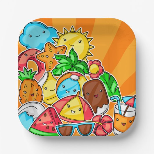Summer Kawaii Pappteller (Vorderseite)