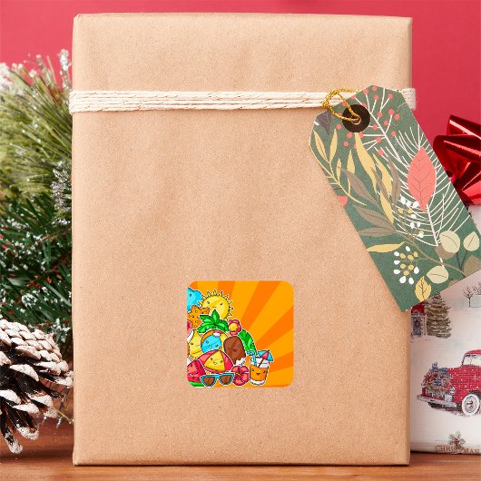 Summer Kawaii Quadratischer Aufkleber