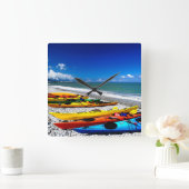 Summer Kayaking Quadratische Wanduhr (Zuhause)